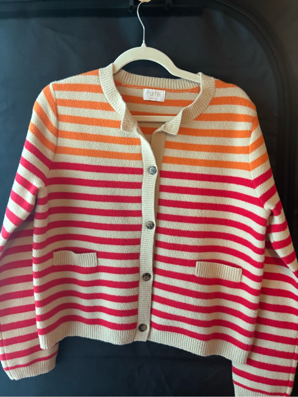 FATE Oversized Stripe Button Cardigan, NWOT